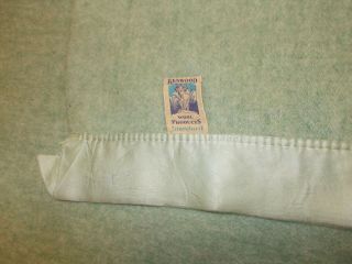 Vintage Kenwood Wool Products Blanket GREEN Satin Trim STANDARD 2
