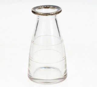 Small Edwardian Glass Bottle / Vase Silver Rim Birmingham 1907