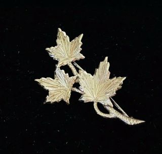 Vintage Sterling Silver Maple Leaf Leaves Brooch Or Pin - Cut Work Sparkle