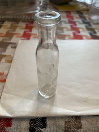 Vintage Small Clear Glass Bottle Vase 3 1/2 Inches B On Bottom