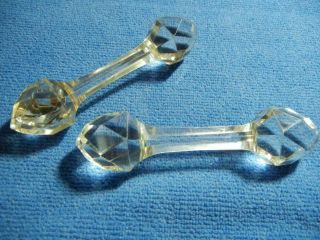 Vintage Glass Knife Rests With Diamond Cut Design And Pointed Ends
