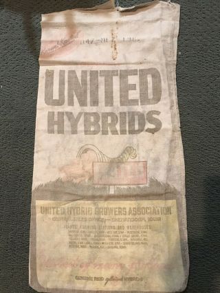 Vintage United Hybrids Seed Corn Bag Shenandoah,  Iowa