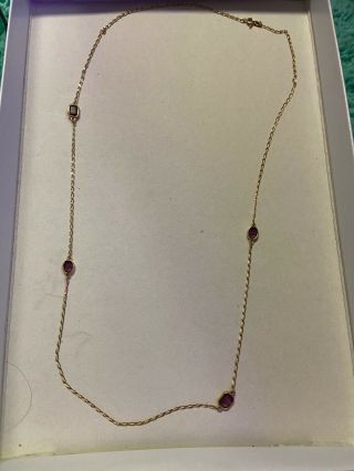 Gorgeous Vtg Designer Signed Crown Trifari Garnet Station Necklace