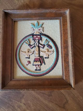 Vintage Navajo Native American Sand Painting Art 6 " X 7 "