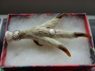 Old Vintage Scottish Thistle Lucky Grouse Claw Brooch Kilt Pin.  Lovely