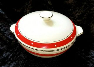 Vintage 1950s Alfred Meakin Red Spot Polka Dot Round Lidded Serving Dish Tureen