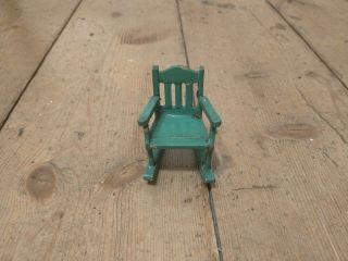 Dollhouse Antique Wooden Green Rocking Chair Room Furniture