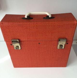 Vintage Cheney 12 " Inch Vinyl Record Storage Box Case Orange