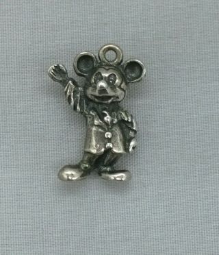 Vintage Sterling Silver Mickey Mouse Charm Waving Walt Disney Productions