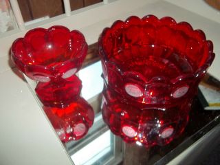 Vintage Fostoria Glass Ruby Red Coin Jelly Dish C.  1965 Embossed American Eagle