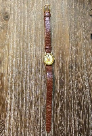 Vintage Lorus V811 - 5070 Mickey Mouse Quartz Watch 17mm Brown Leather 2