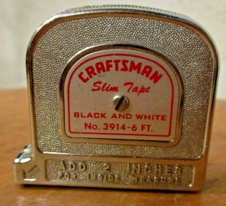 Vintage Craftsman Slim Pocket Red & Silver Tape Measure 6ft.  No.  3914 Usa Made