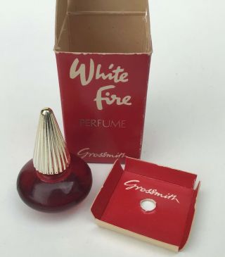 Vintage Grossmith White Fire Perfume Boxed Red Glass Bottle