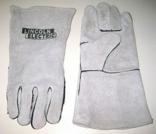 Vintage Lined Leather Welding Iron Worker Gloves Size Medium Lincoln Electric