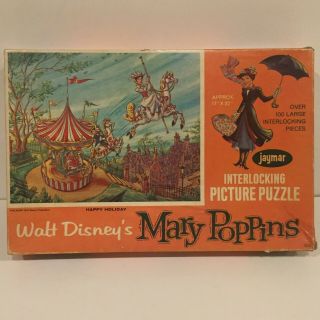 Walt Disney Puzzle Mary Poppins Happy Holiday,  Vintage 1964 By Jaymar Carousel
