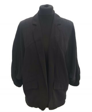 Vintage Whistles Black Pure Silk 80’s Style Kimono Jacket 6/8 Oversized