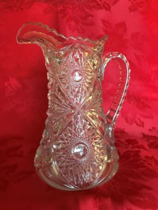 Vintage Lead Clear Crystal Cut Leaded Glass Crystal Pitcher Heavy