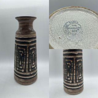 Vintage Monastery Rye Cinque Ports Pottery Vase British Design Mid Century 1960