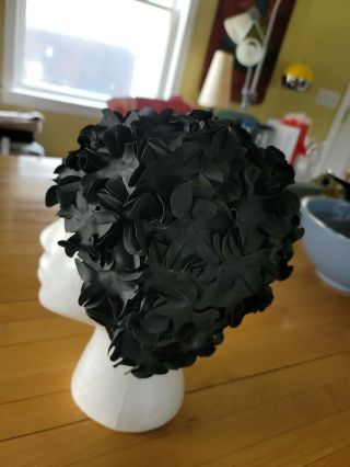 Vintage Rubber Flowers Black 001112 Swim Bathing Hat/cap Sz L