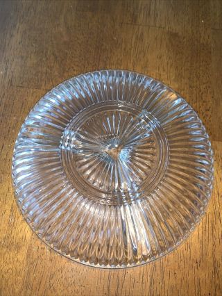 Vintage Clear Glass Oval 3 Divided Nut Candy Relish Dish Sunburst Pattern 8” 2