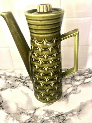 Vintage Withernsea Eastgate Pottery Green Coffee Pot Glazed