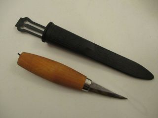 Vintage Mora Sweden Morakniv Wood Carving Knife 2.  25 " Tapered Blade
