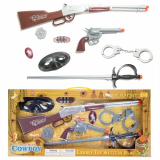 Kids Western Cowboy Toy Guns Pretend Play Set Rifle Pistol Sword Christmas Gift