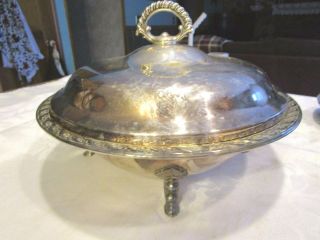 Vintage Silverplate Wm.  Rogers Footed Serving Bowl With Glass Insert - Hymlot