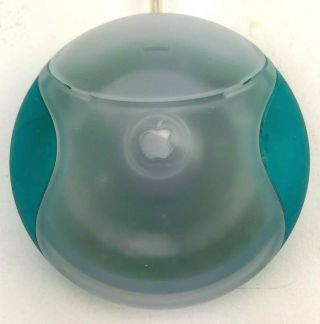 Vintage Apple USB Mouse for Mac Computers M4848 Hockey Puck Round Clear Blue 2