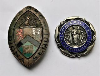 1931 Silver & Enamel General Nursing Council Nurses Badge Vintage