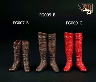 1/6 Scale Red Women ' s Long Boots Shoe For 12 