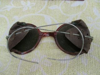 Vintage 40 - 50s Sun Goggles Leather Sides Steam Punk/prop Display