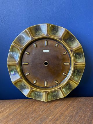 Vintage Retro Mcm Honiton Pottery Wall Clock Face For Metemec 1970s