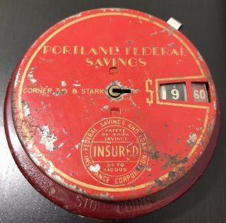 Vintage Add O Bank Portland Federal Savings Coin Bank No Key 1940s Steel Product