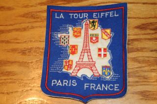 Vintage France Paris Eiffel Tower La Tour Eiffel Embroidered Patch 6.  6 " By 5 - 1/4
