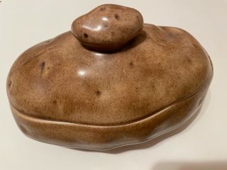 Vintage Atlantic Mold Ceramic Baked Potato Shaped Serving Dish Bowl 10 " X 7 " Euc