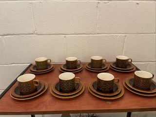 8 X Vintage Hornsea Pottery Bronte Trio Tea Cup,  Saucer And Plate Mid Century