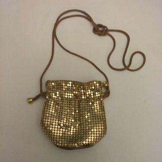 Vintage Y&s Gold Mesh Sparkly Evening Purse Shoulder Bag W/ Chain Strap Compact