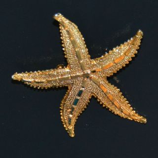 High End Luxury Large Vintage Jewelry Gold Tone Starfish Star Fish Brooch Pin