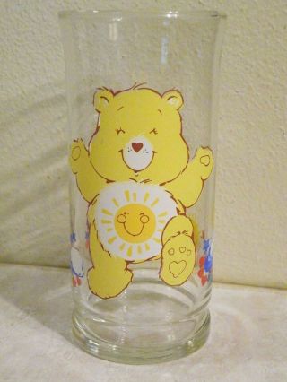 Vintage Pizza Hut Care Bears Glass 1983 Funshine Bear