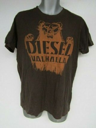 Mens Diesel Brown Orange Valhalla Grizzly Bear Top T - Shirt Size Xl Vintage