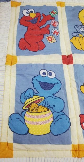 Vtg Riegel Sesame Street Crib Set Baby Quilt Bumper Elmo,  Big Bird,  Ernie,  Ect. 2