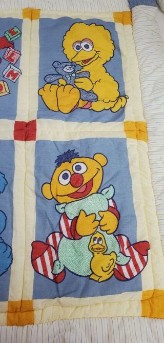Vtg Riegel Sesame Street Crib Set Baby Quilt Bumper Elmo,  Big Bird,  Ernie,  Ect. 3