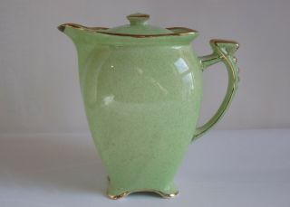 Vintage Royal Winton Grimwades Green And Gold Lidded Jug (approx 17 Cm).