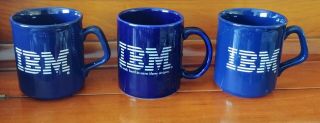 Vintage Classic White & Blue Stripe Ibm Coffee Mug Tea Cup Computer Logo 1990 
