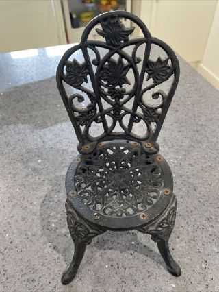 Vintage Salesman Sample (apprentice) Wrought Iron Garden Chair 10 Inches High