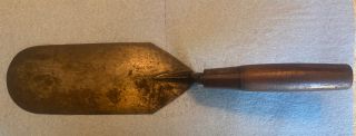 Vintage Antique W Rose Brick Trowel Rounded Wood Handle Masonry Cement Tool