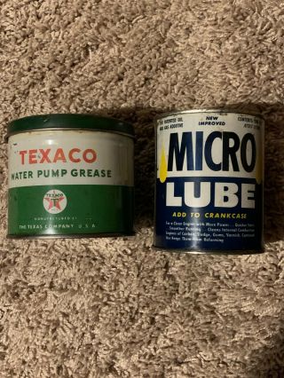 2 Vintage Cans - Texaco And Micro - Lube