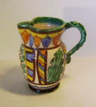 Vintage Italian Faience Vase With Incised Decoration Bird & Flower Decoration