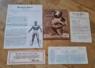 Vintage Charles Atlas Signed Letter & Book & Other Items.  1950.